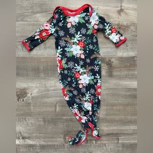 Little Sleepies Poinsettia Foral Bamboo Viscose Infant knotted gown